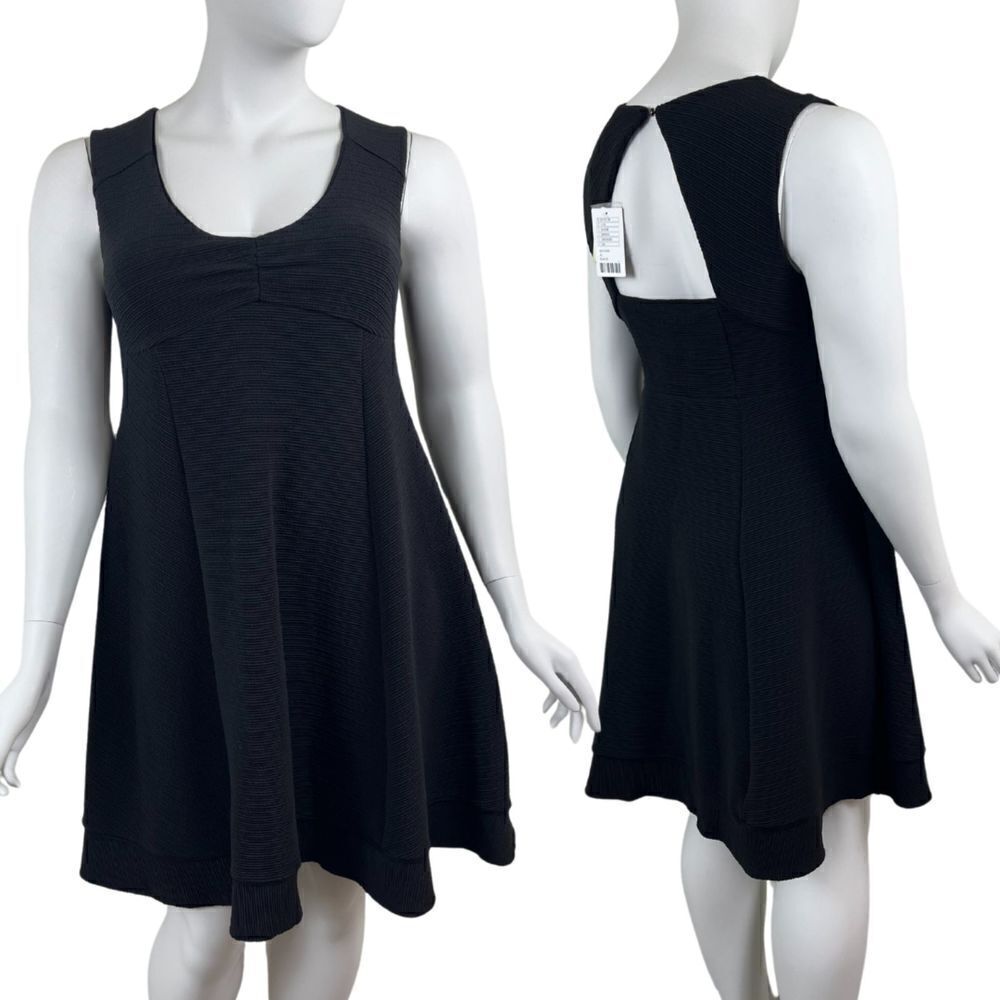 Maeve Womens Size XL Black Fairchild Ribbed Fit & Flare NEW Mini Dress Pullover